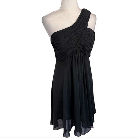 Ever Pretty Black Pleated Bodice One Shoulder Dress Size 4 NWT - Picture 2 of 12
